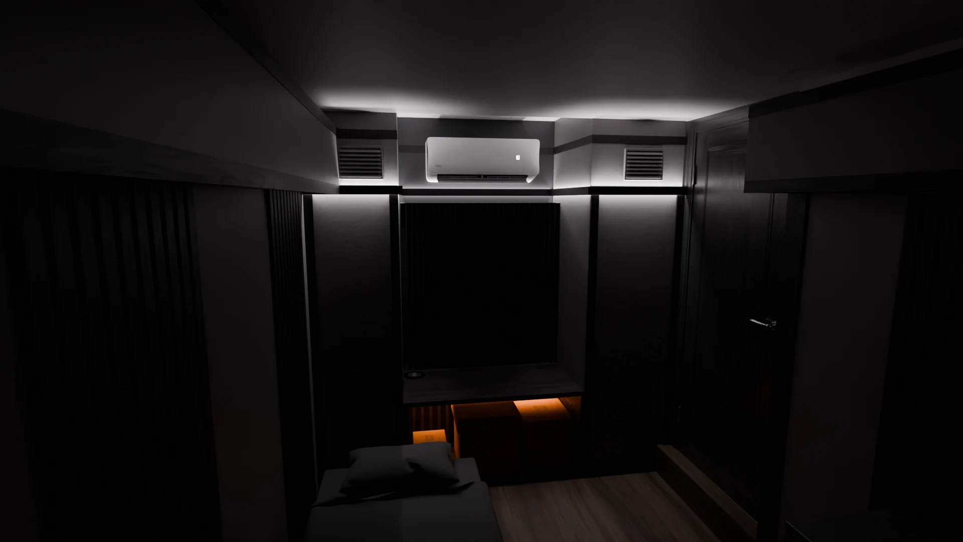 Reference Room back low-light render
