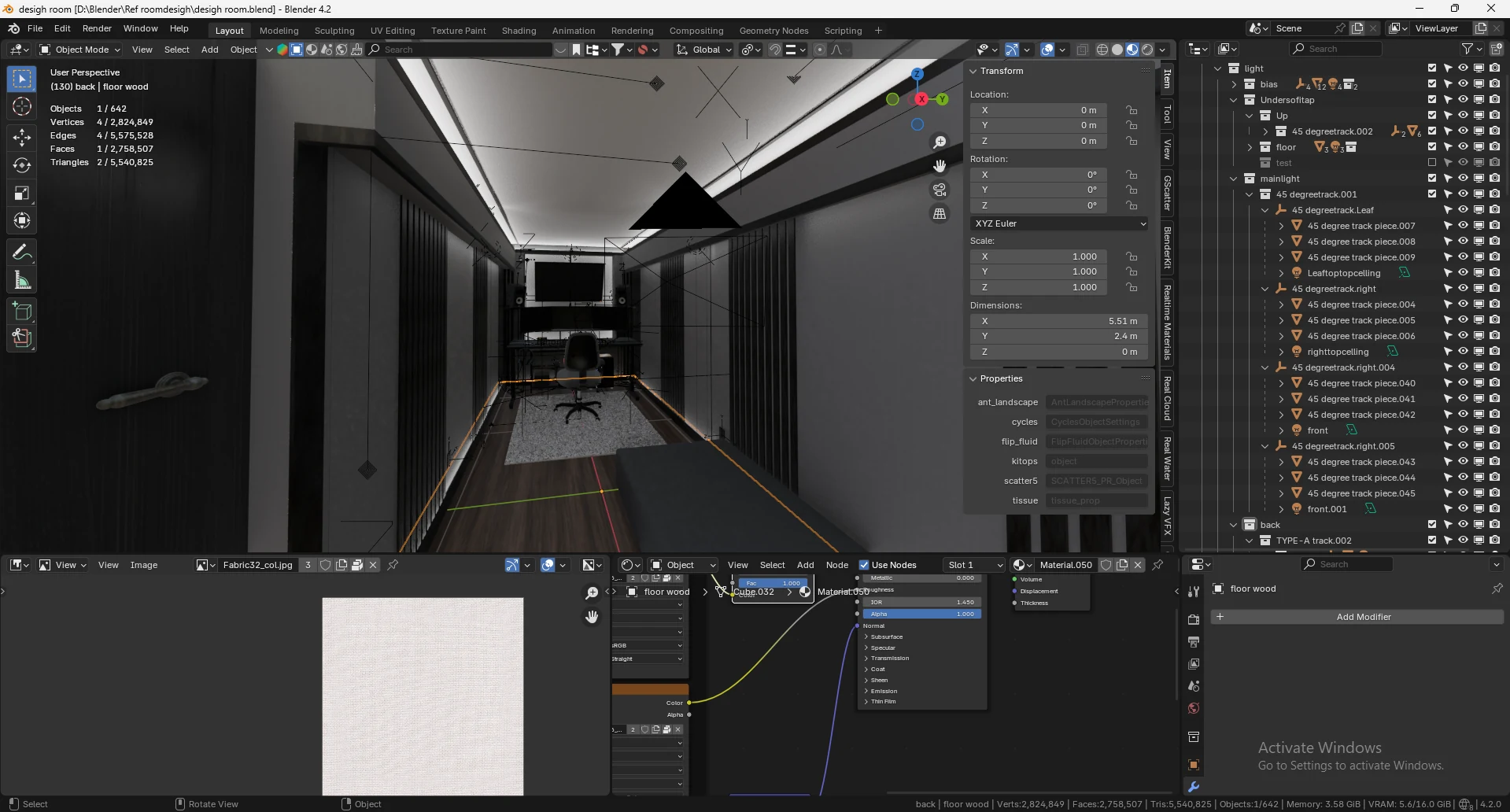 Reference Room Blender final layout viewport screenshot