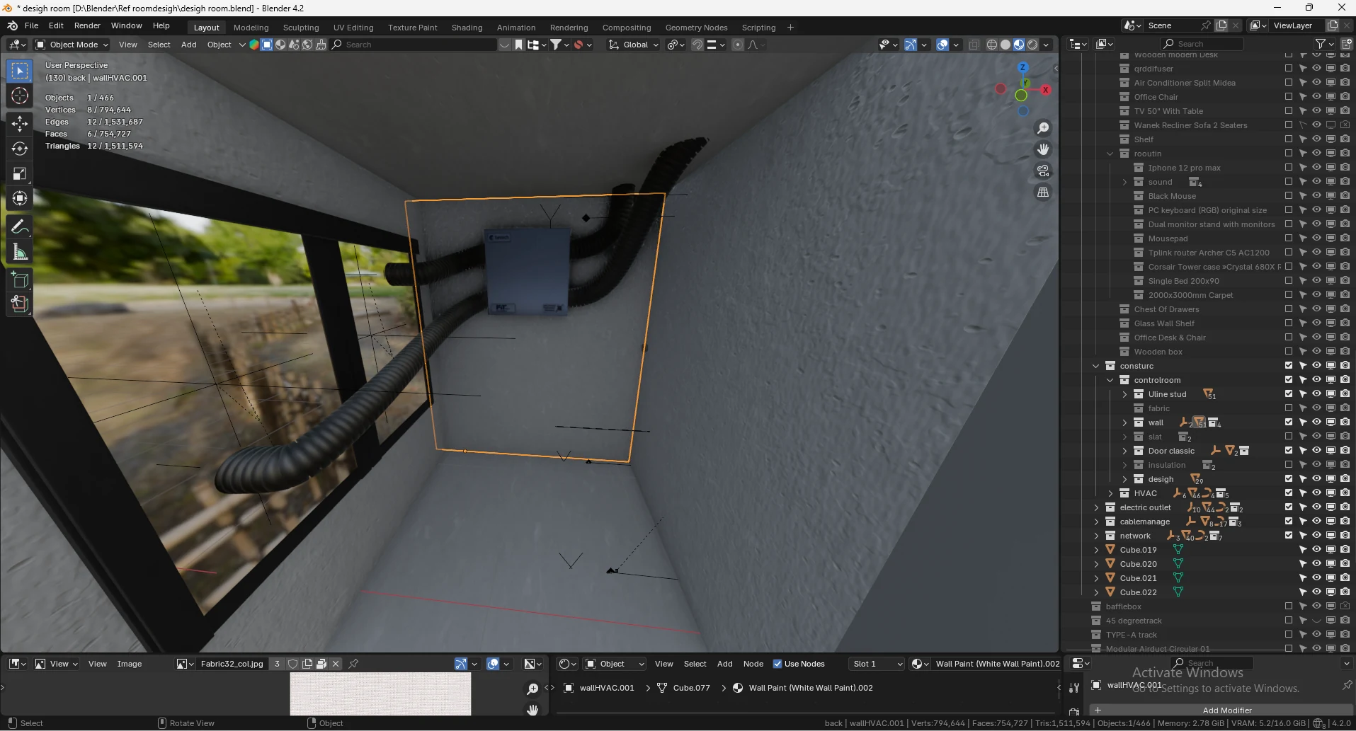 Reference Room vent detail Blender viewport screenshot