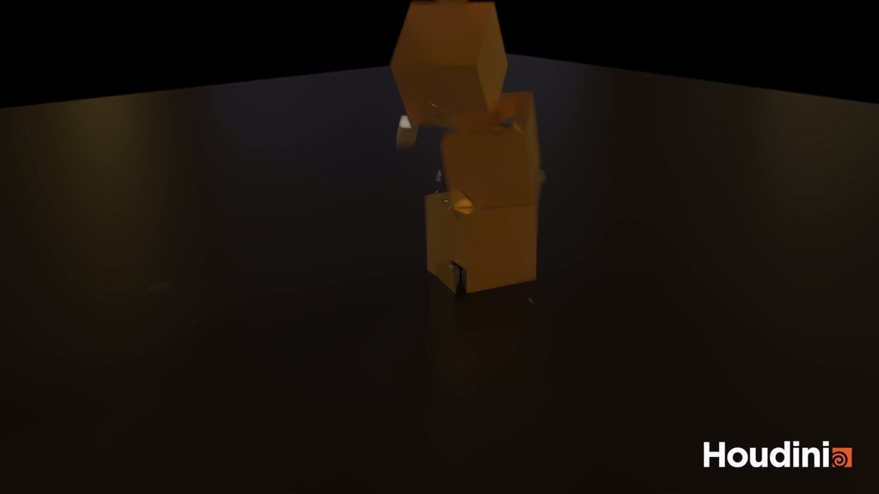 RBD fracture study rendered in Houdini